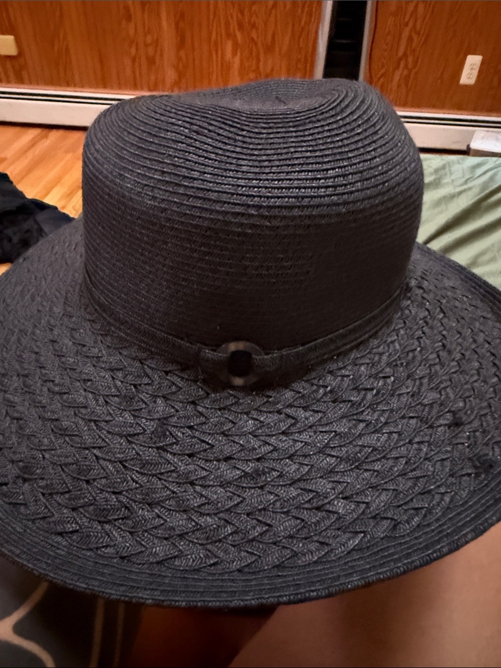 Nine & Co. Black Braided Wide-Brim Sun Hat